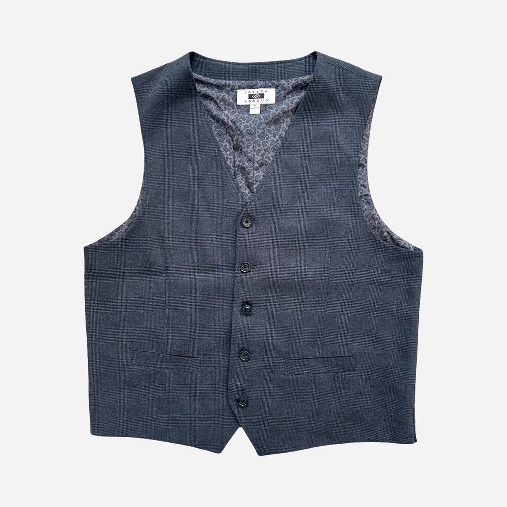 Joseph Abboud Men’s XL Gray Glen Plaid Suit Vest Paisley Lining Dress Formal